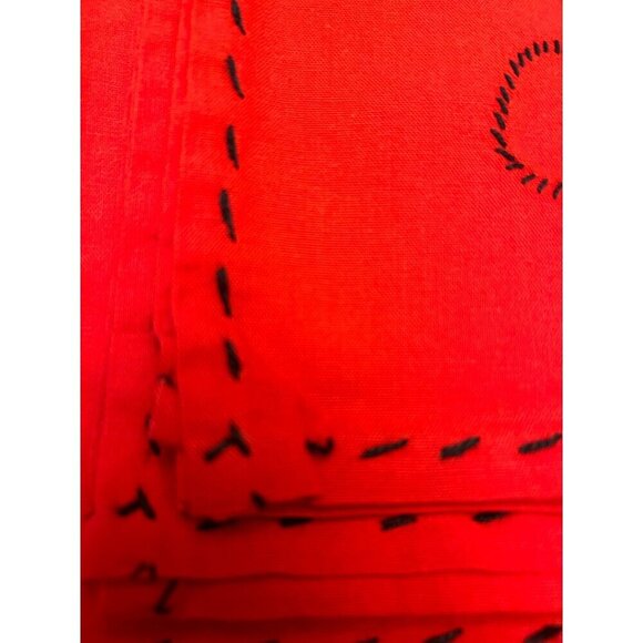 Set Of 6 Vintage Red Embroidered Cloth Napkins 15"x15" Cotton & Linen - Picture 3 of 6